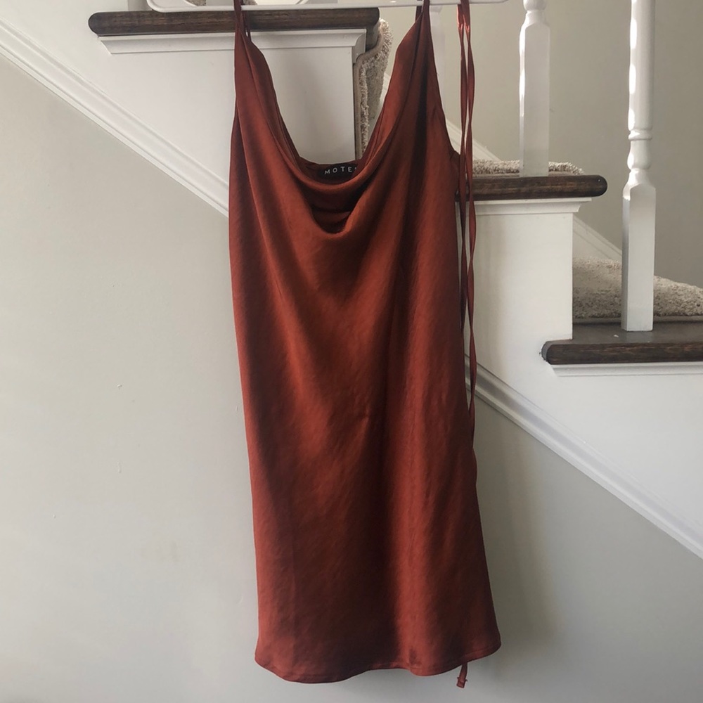 Silk cowl neck mini dress